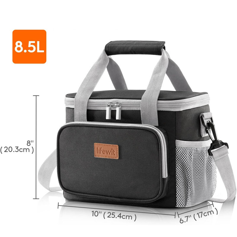Large Lunch Bag(8.5L), Grey/Black