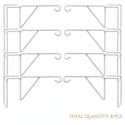 Lot de 8 crochets de suspension pour clôture, en fer-blanc, fixation sans perçage, crochets de jardin robustes renforcés triangulaires, compatibles avec les barres jusqu'à 5,8 cm de diamètre, pour paniers de fleurs, guirlandes lumineuses et décoration de terrasse.