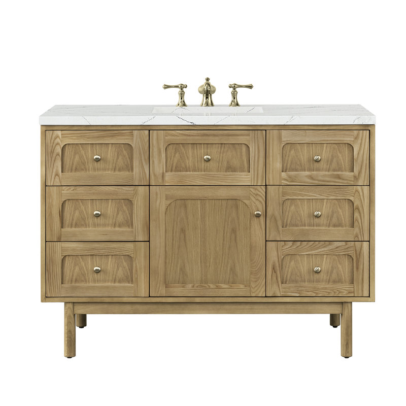 Laurent 48'' W Single Vanity, Ethereal Noctis, 8" Widespread, Light Natural Oak