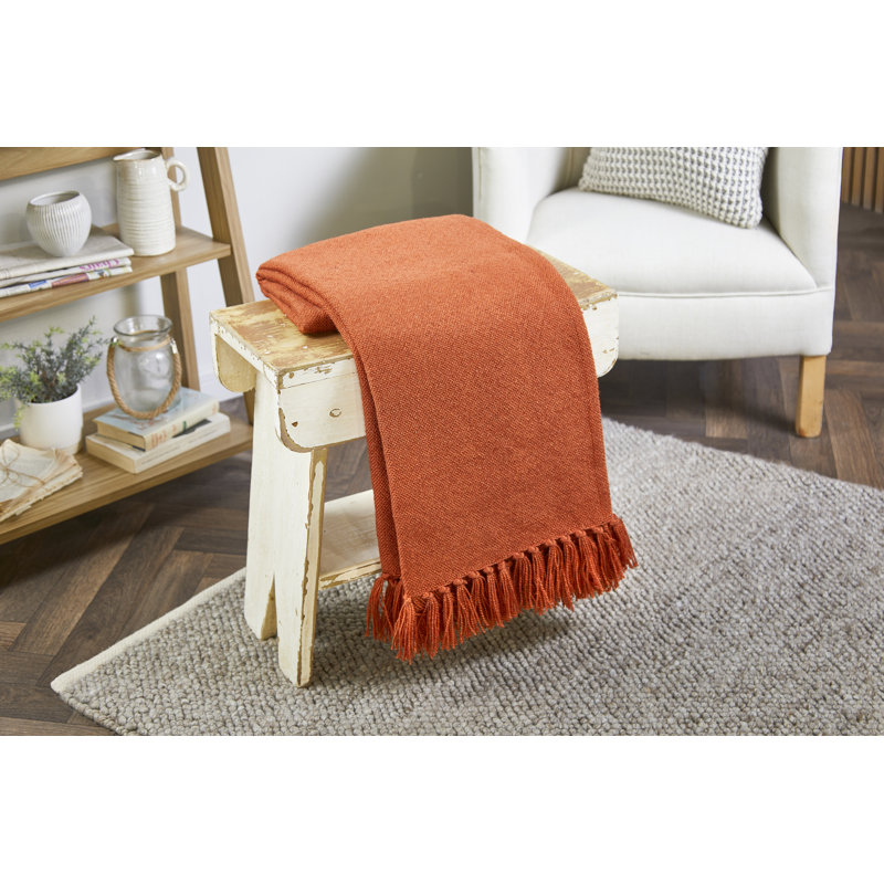 Aleeah Woven Plain Throw, Rust