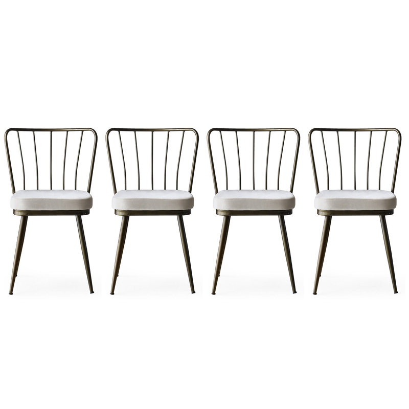 Ensemble de chaises en velours moderne de couleur vison 16,9 po x 32,3 po x 16,5 po Modern | Structure et dossier 100% métal, siège revêtu de mélamine | Élégant et durable, idéal pour la salle à manger, le salon et le bureau