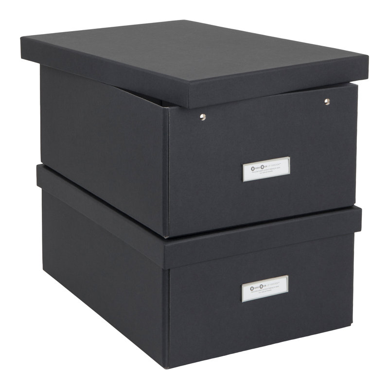 Boîte de rangement pliable Bigso Katia - Boîte de rangement pour photos avec couvercle, Noir