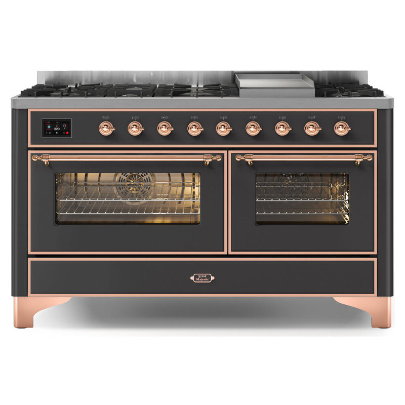 Majestic II 60" 5.02 cu. ft. Freestanding Dual Fuel Range with Griddle, Liquid Propane, Matte Graphite/Copper