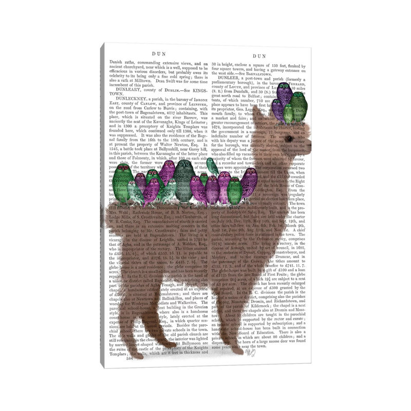 «Llama Owls, Full Book» par Fab Funky - impression d'art graphique, Toile tendue, Aucun mat, H 26 po x l 18 po x 1,5 po