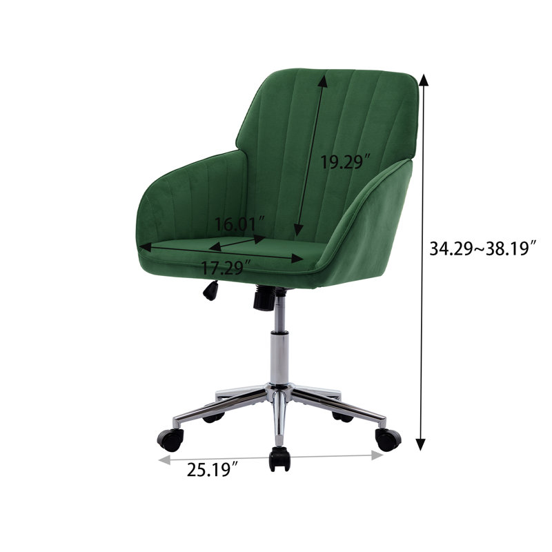Modern Adjustable Office Chair with Soft Cushion, Metal Legs, Green