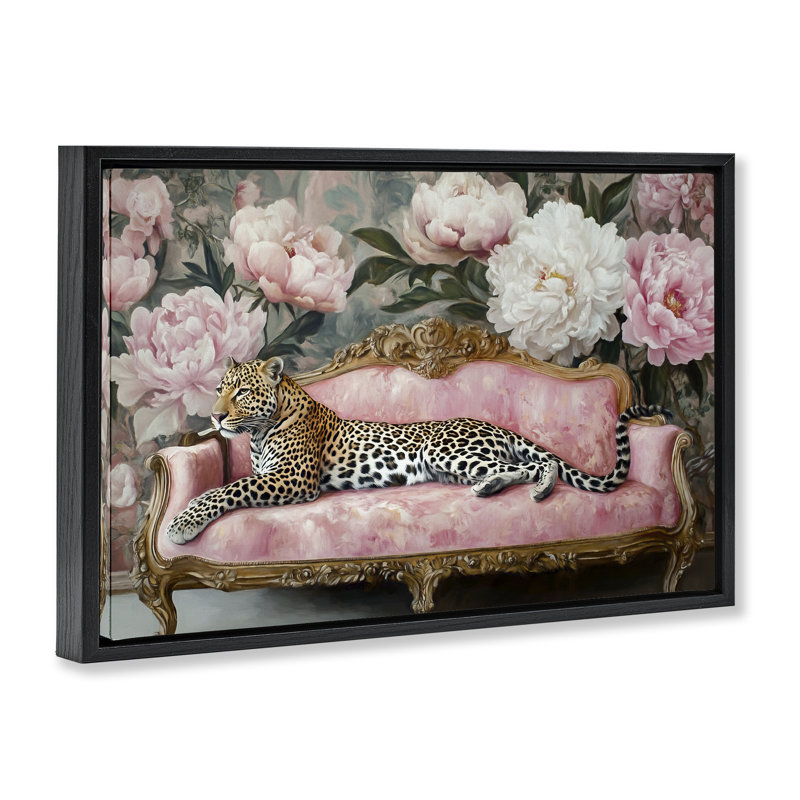 Cadre flottant Where The Leopard Dreams, design par Tina LeCour, H 21 po x l 31 po, Cadre flottant noir de jais