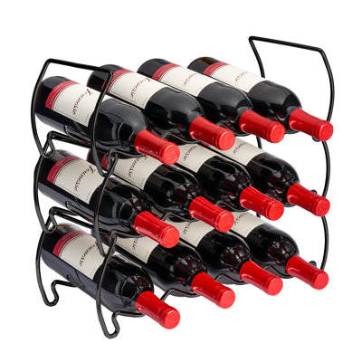 Sorbus 3-Tier Stackable Metal Wine Rack - Holds 12 Bottles (Black) by Sorbus