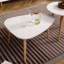 Table basse 900, blanc + chêne, de forme ovale, pour les salons élégants en forme d'œuf 900 mm convient à un décor moderne
