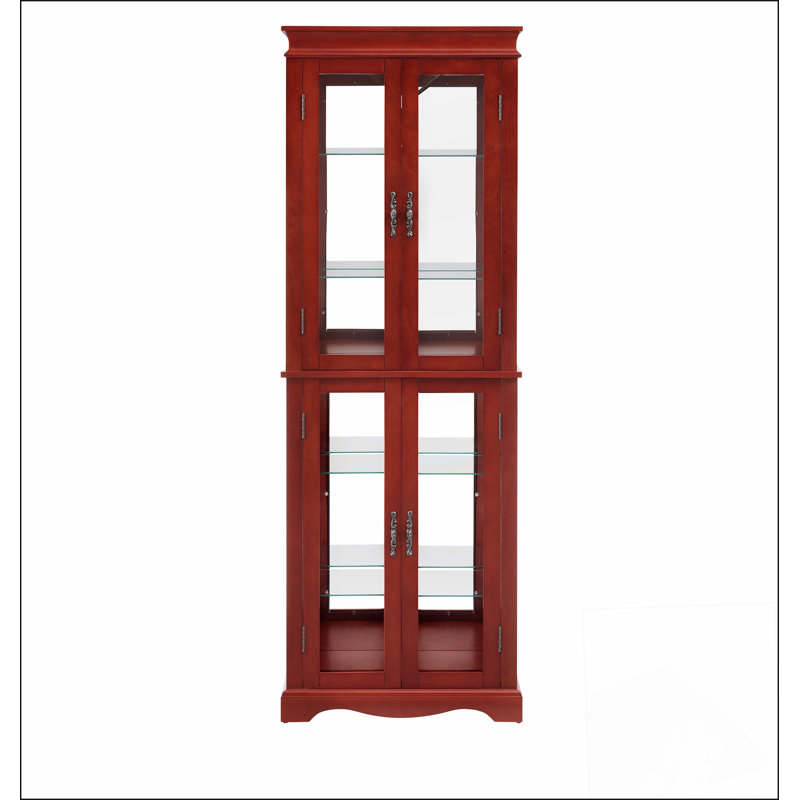 Vitrine lumineuse en verre avec tablettes réglables et design moderne, idéale pour mettre en valeur des objets de collection et du vin