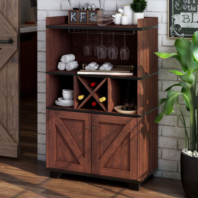 Rocco 31.25 in. W Standard Baker's Rack with Wine Glass Storage with Wine Bottle Storage