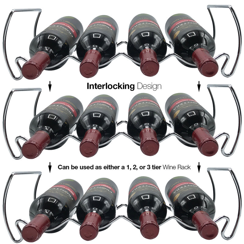 Sorbus 3-Tier Stackable Silver Metal Wine Rack for 12 Bottles