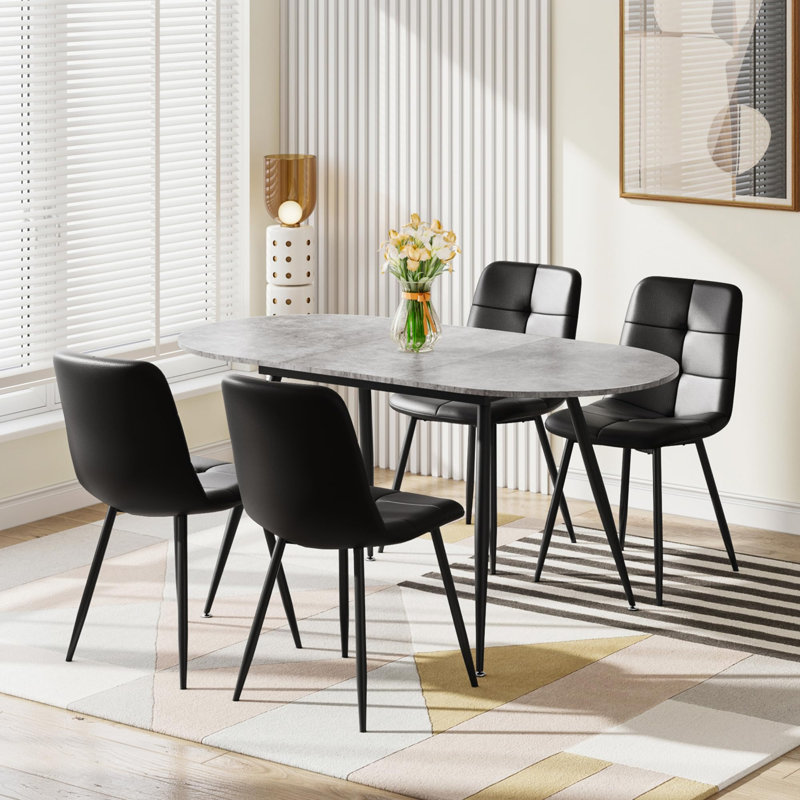 4 - Person Extendable Dining Set, Black, Grey