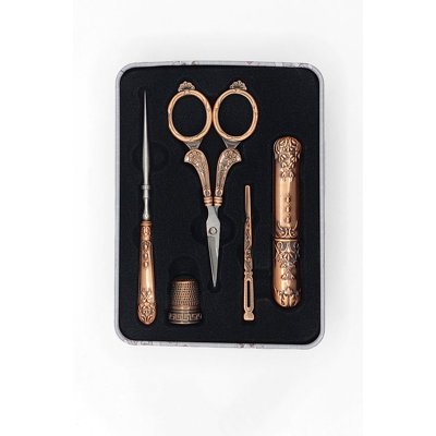 Ciseaux artisanaux pour feutrage et broderie Wizardi F07-M13-4-cuivre