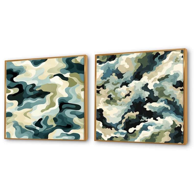 Cristyl - ensemble de 2 reproductions d'art sur toile abstraites, Encadrement doré, H 16 po x l 33 po x P 1 po