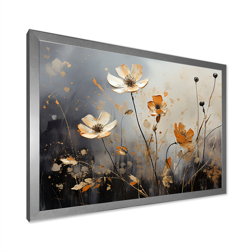 «Moody Flower Meadows» sur toile, H 24 po x l 32 po x P 0,5 po, Cadre simple argenté