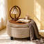 Repose-pieds de rangement de 25 pouces, repose-pieds rond, repose-pieds de table basse, table d'appoint en bois, pouf rembourré en tissu, petit meuble de rangement, rangement caché, décor de maison de campagne moderne, salon, chambre à coucher-432982161