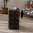 23.62"Height Three-dimensional Embossed Pattern Design Retro Side Table Retro Wooden Nightstand Brown