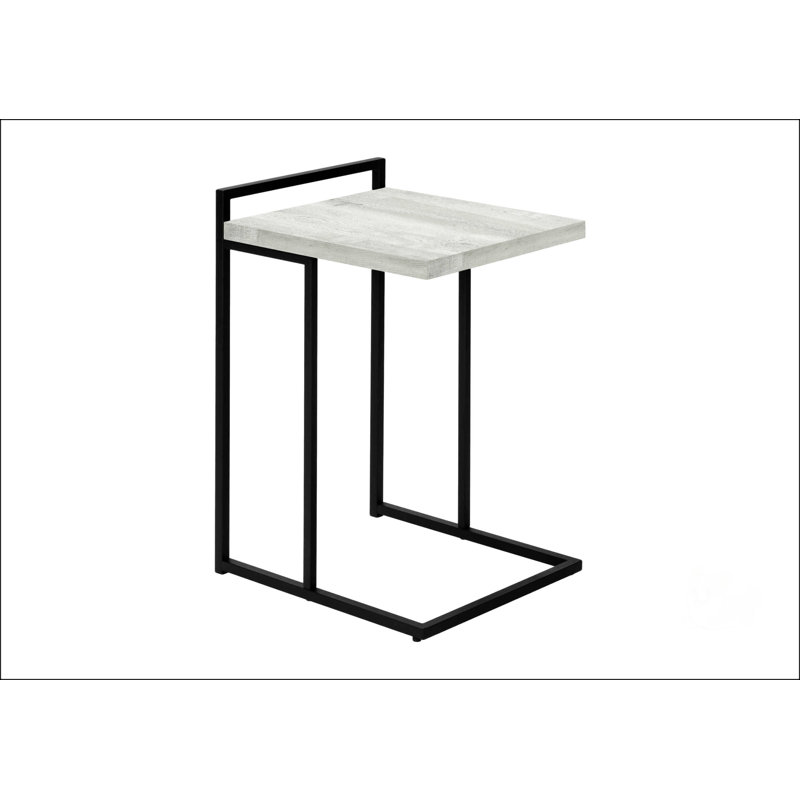 C-Shaped Accent Table With Metal Base, Light Grey, Black