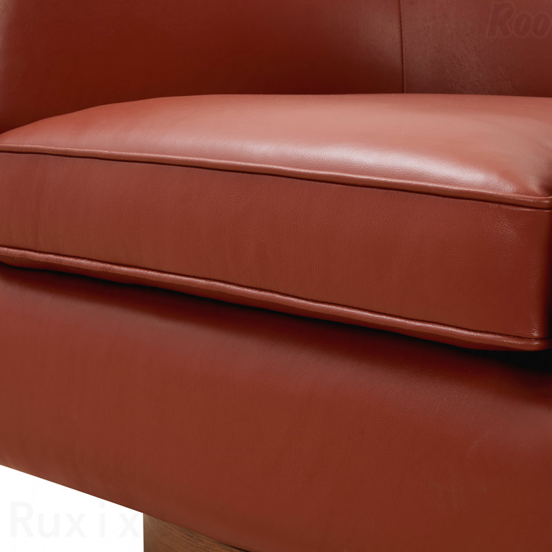 Caramel enveloppé dans le dessus - Fauteuil de fonction rotatif en cuir de qualité supérieure à base en bois dans les bureaux élégants
