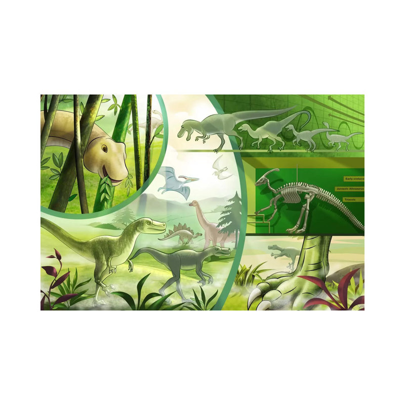 Jurassic Cartoon Dinosaurs - Wrapped Canvas Painting, 66.04 cm H x 45.72 cm W x 3.175 cm D