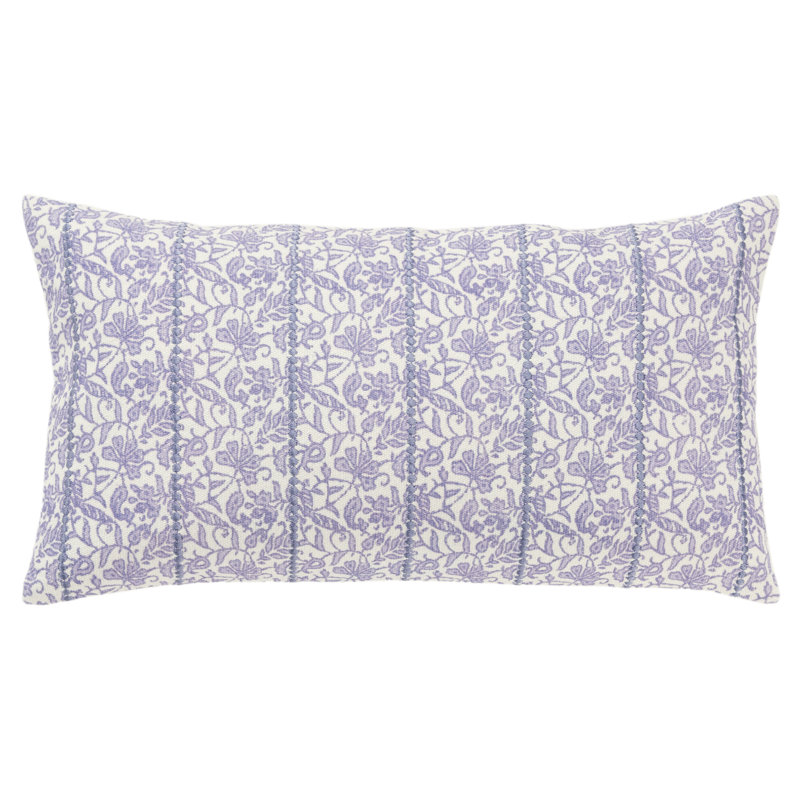 Housse de coussin rectangulaire avec insert lombaire 100% coton Kalon, Bleu / blanc