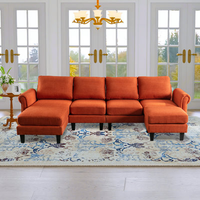 Canapé modulaire avec repose-pieds et méridienne 108,66 po Charlotte