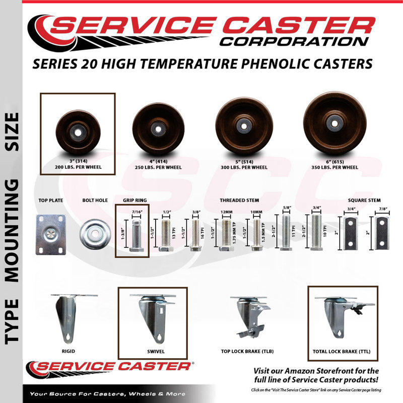High Temp Swivel Stem Caster