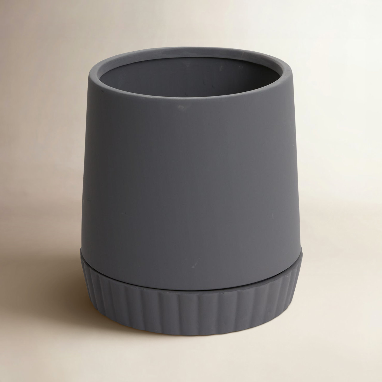 Millstone Ceramic Pot Planter, Gray, 7.75" H x 7.75" W x 7.75" D
