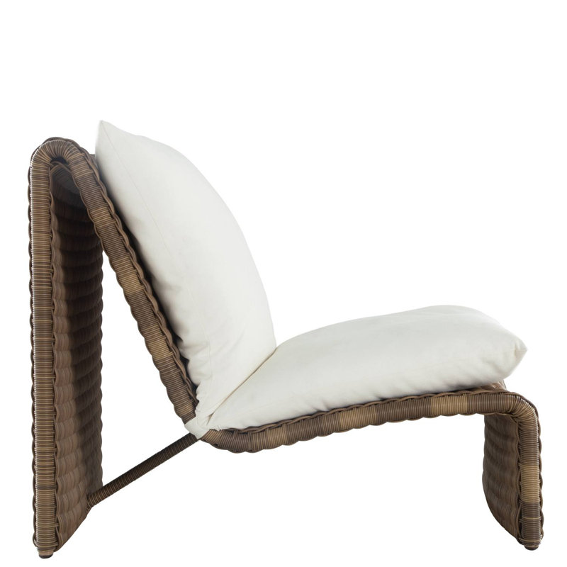 Como 30" W Patio Chair with Cushions, No Welt, Raffia, Linen Snow