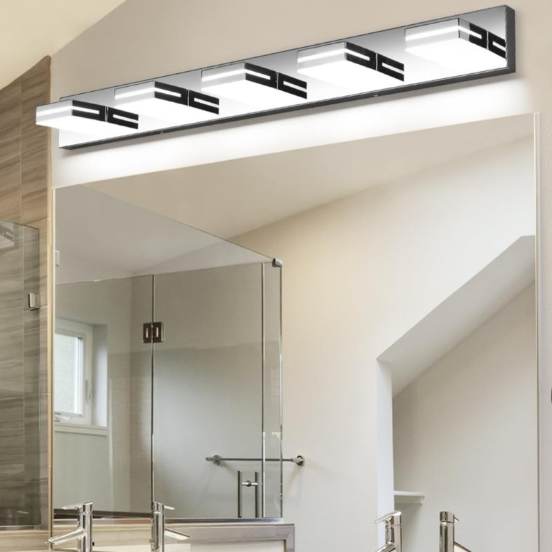 Luminaire de salle de bain moderne à DEL à intensité variable (blanc froid 6000K), Chrome