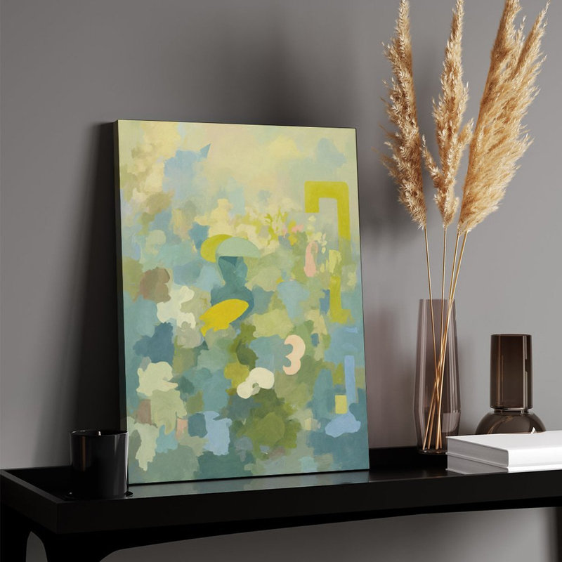 Douces teintes abstraites, art mural encadré en bois, 16 x 20