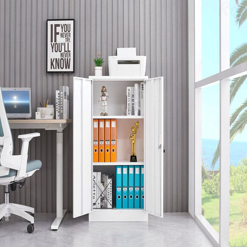 Armoire de rangement pliante en métal blanc