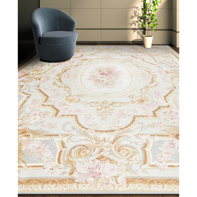 Hand-Knotted High-Quality Green and Gold Area Rug