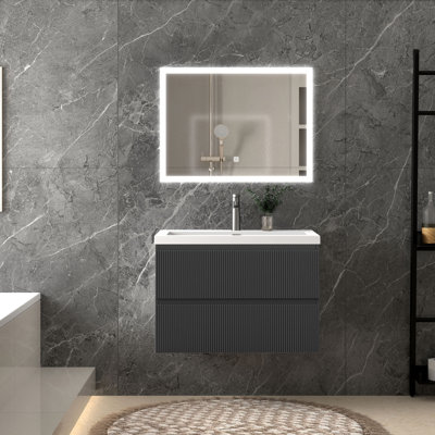 790mm Single Bathroom Vanity with Integrated Resin Basin