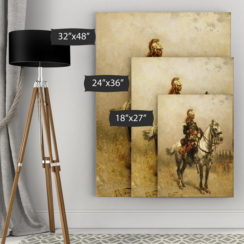 «A Cavalryman» par Alphonse-Marie-Adolphe de Neuville - reproduction d'art graphique sur toile, H 24 po x l 36 po x P 1,5 po