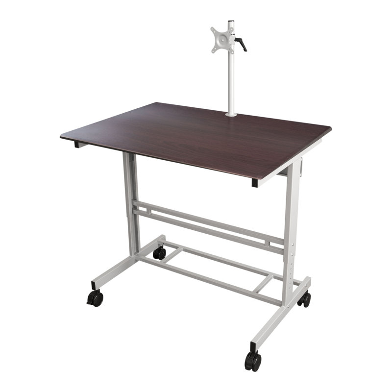 Bureau debout à hauteur réglable Zarella, H 42,75 po x l 39,25 po x P 28,5 po, Noyer foncé / argent