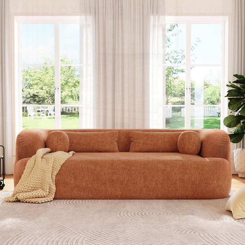Canapé désossé en chenille, canapé rembourré avec coussins, canapé nuage incurvé sans assemblage avec mousse haute densité, canapé moderne de luxe à 3 places compressé pour salon et appartement