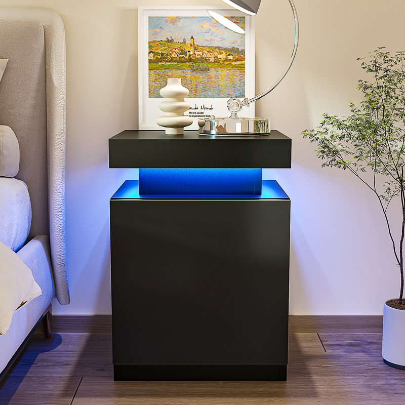 LED Nightstand With Drawers