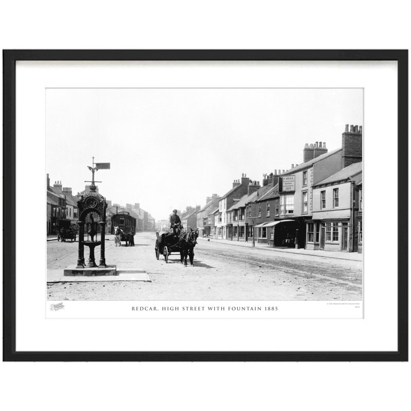 Redcar, High Street With Fountain 1885 - Single Picture Frame Print, 40cm H x 50cm W x 2.3cm D