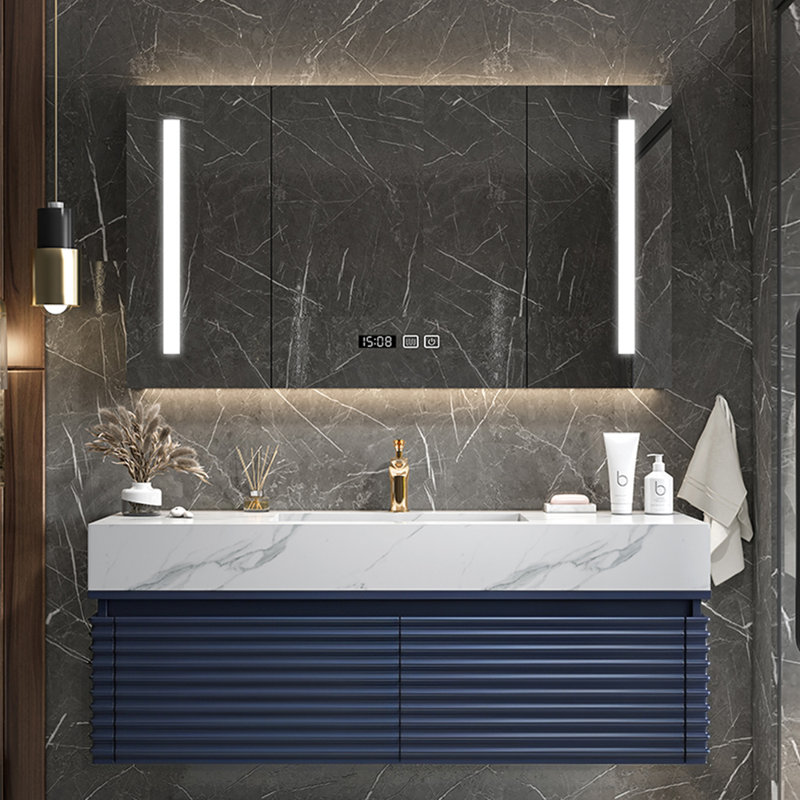 Armoire de salle de bain moderne simple et luxueuse, H 21,65 po x l 47,24 po x P 21,65 po, Bleu très foncé