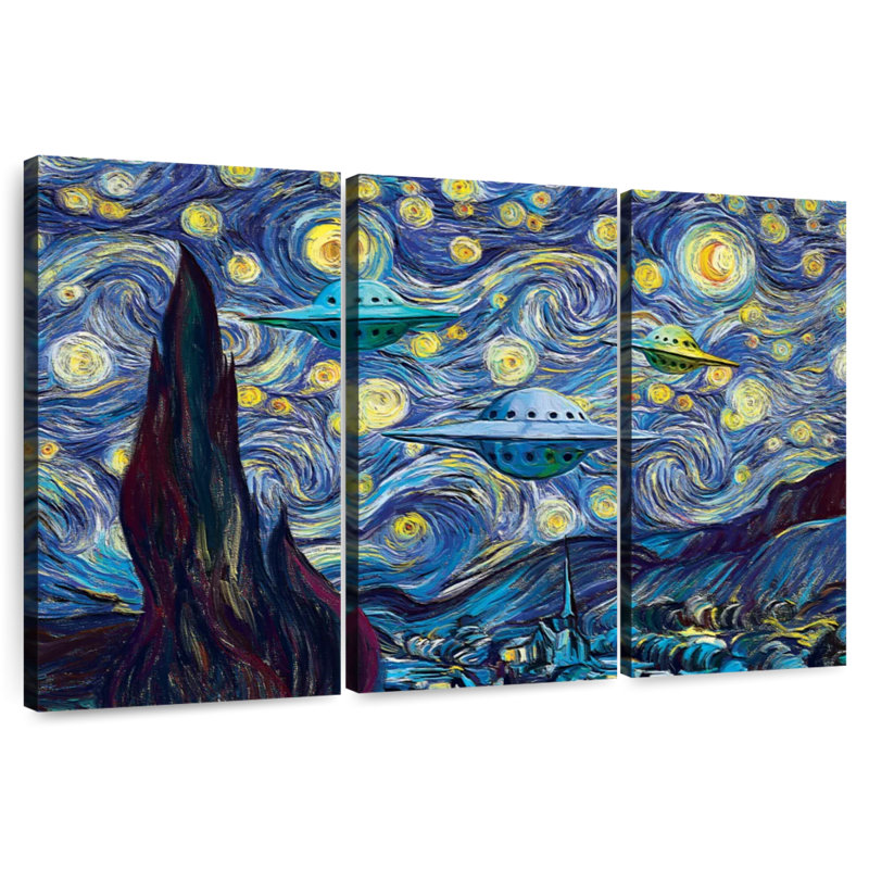 Kelan Alien Invasion Starry Night, 24" H x 38" W