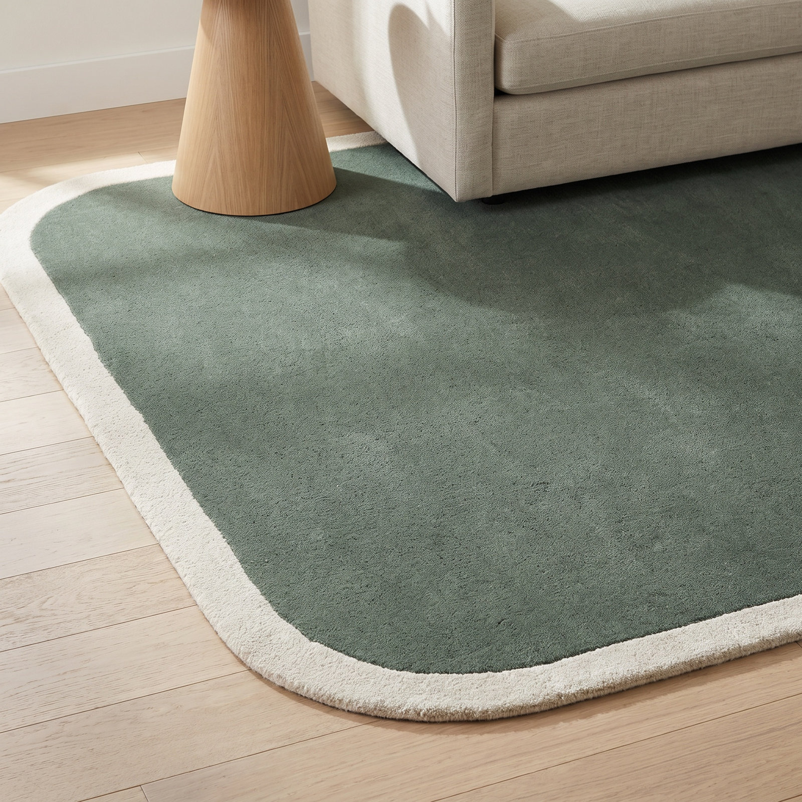 Hermione Green Beige Hand-Tufted Wool Rug, Rectangle 8' x 10'