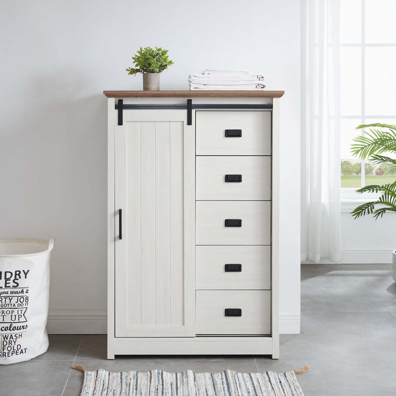 Commode haute 5 tiroirs, Blanc