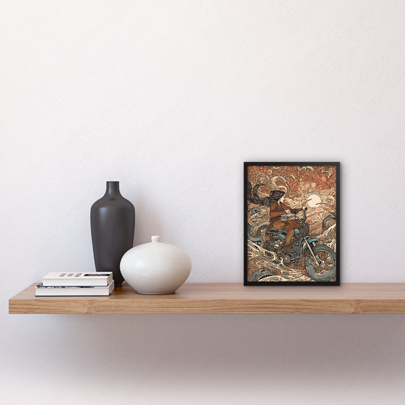 Bertis Ride The Wind Warrior On Motorcycle - Single Picture Frame Print