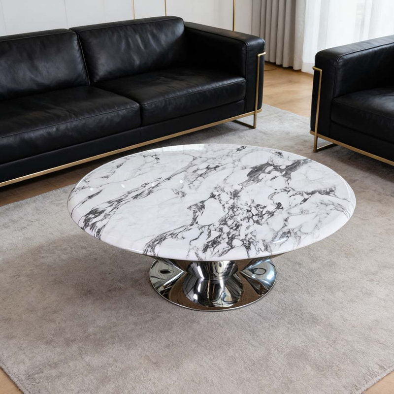 Table basse Minimalist UFO, H 14,96 po x L 35,43 po x l 35,43 po, Blanc