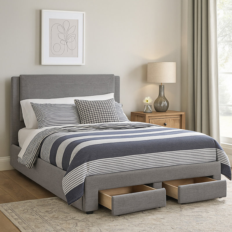 Lit plateforme avec rangement Mullican, Grand lit