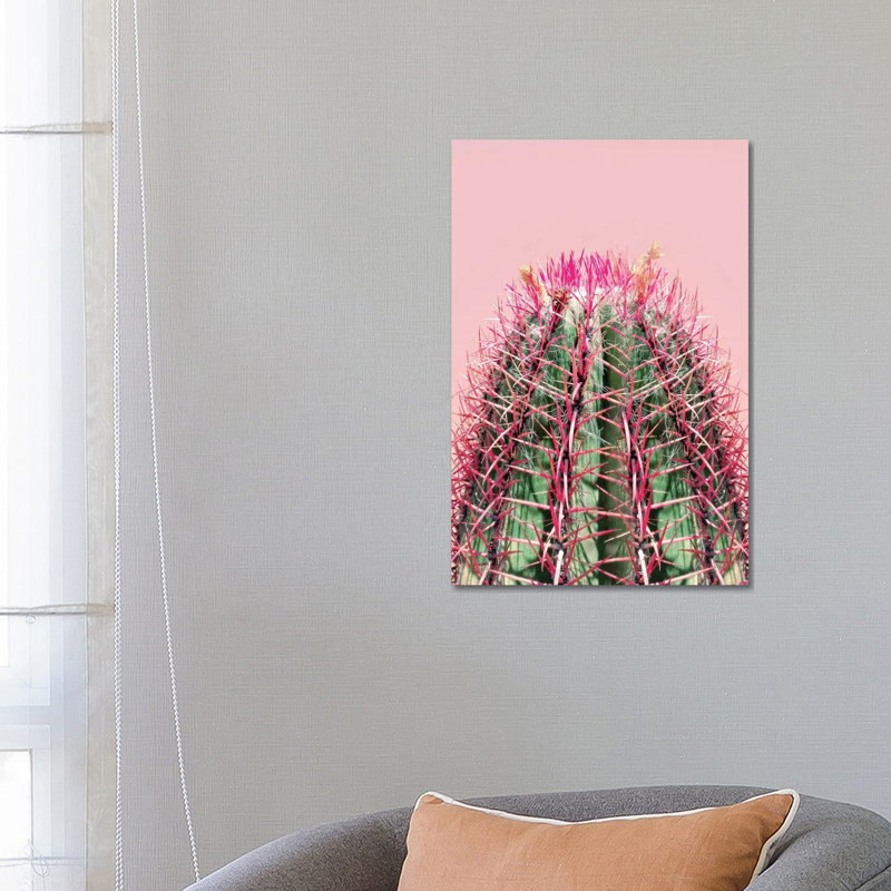 Cactus on Pink 1 Piece Wrapped Canvas Wall Art, 66.04 cm H x 45.72 cm W x 3.175 cm D