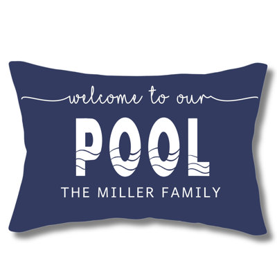 Welcome to Our Pool With Personalized Family Name  Pillow Outdoor  Poolside Custom Throw Pillow