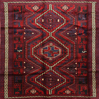 Tapis traditionnel mehroon/noir/bleu