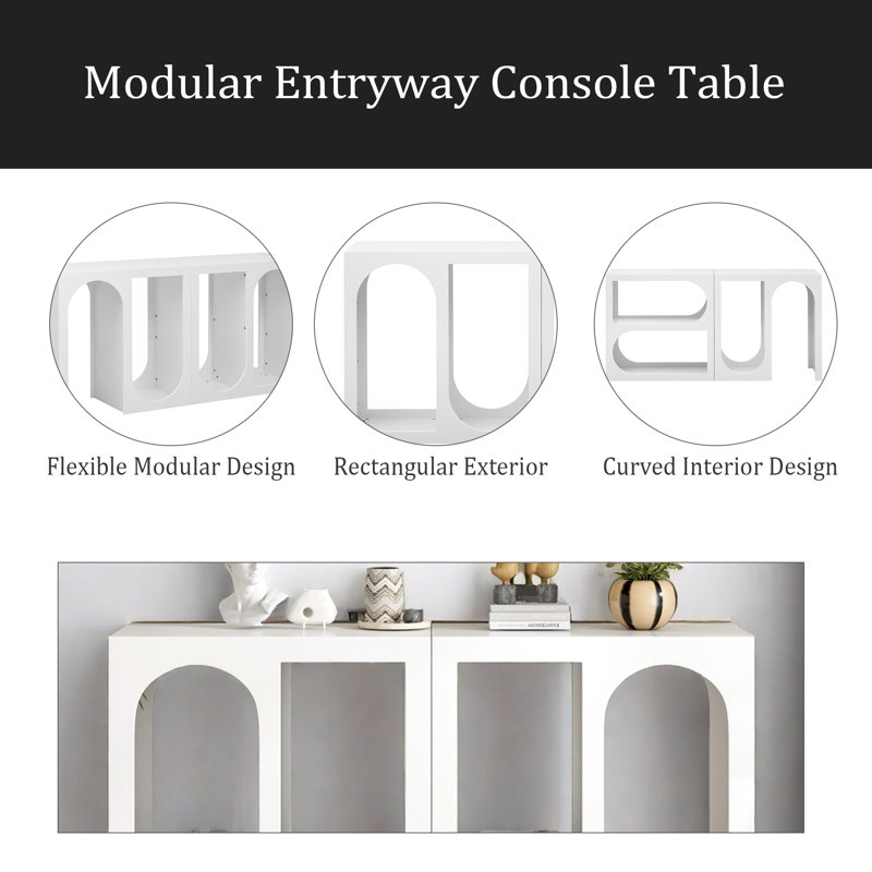 Console d'entrée modulaire avec extérieur rectangulaire et design intérieur incurvé pour des aménagements personnalisables, convenant à un bureau, une entrée et un salon